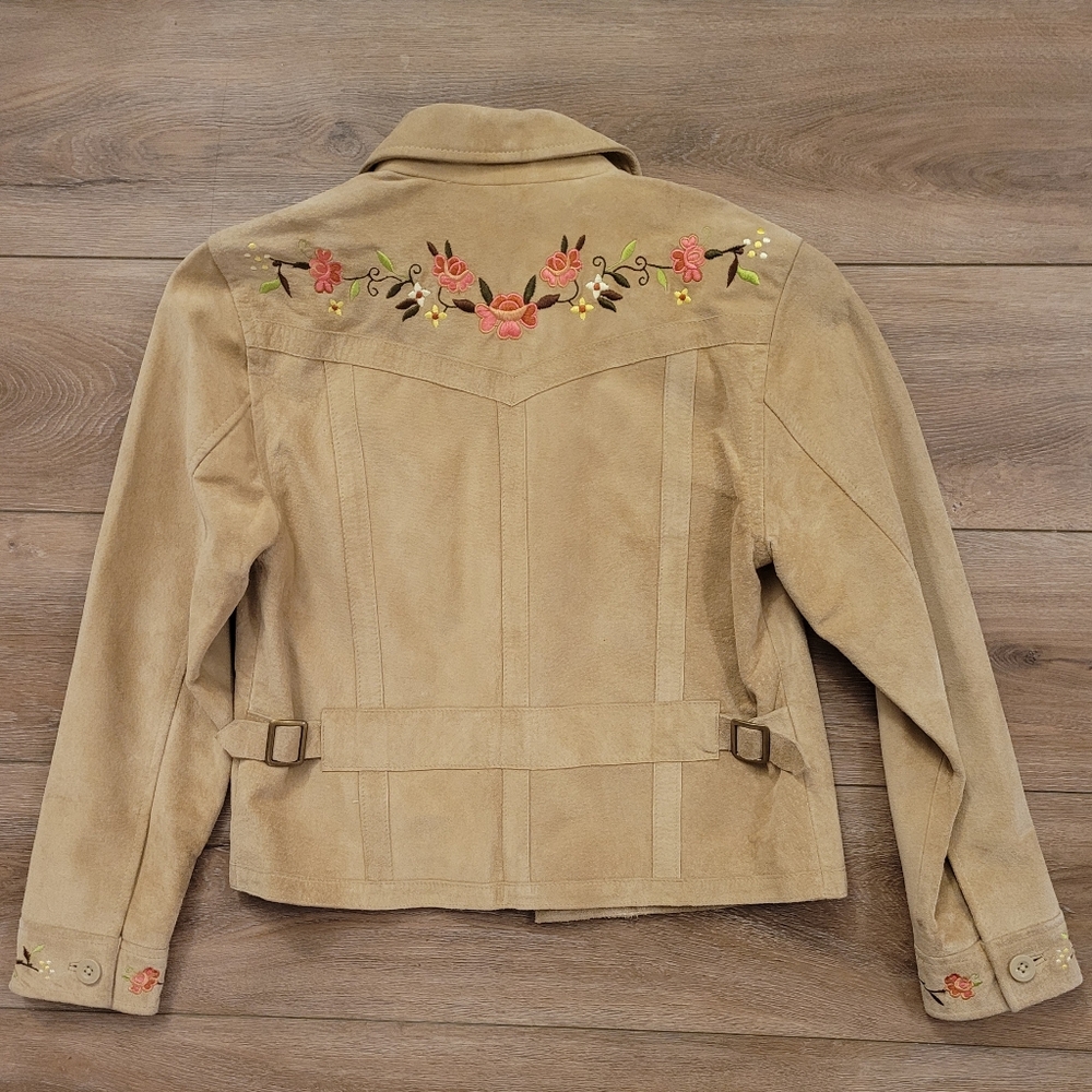 GAP Suede Embroidered Floral 🌼 Jacket XL